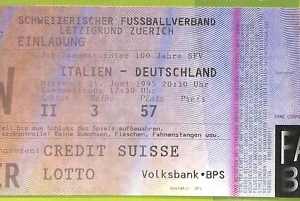 C1854- Vecchio BIGLIETTO PARTITA CALCIO 1995 ITALIEN VS DEUTSCHLAND