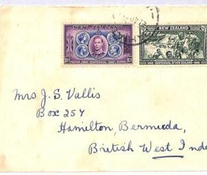 ai1597  - NEW ZEALAND - Postal History - CENSORED COVER to Bermuda 1940's