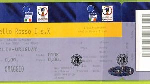 C1858- Vecchio BIGLIETTO PARTITA CALCIO 2002 ITALIA VS URUGUAY