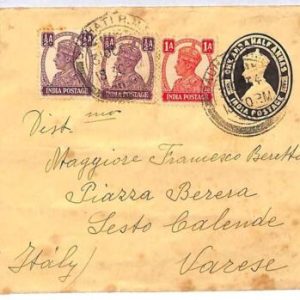 ai1594 - INDIA - Postal History -   STATIONERY  COVER to Varese Italy 1947