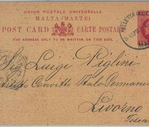82620  - MALTA - Postal History - POSTAL STATIONERY CARD to ITALY  1908
