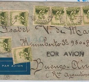 46276   España - HISTORIA POSTAL: Edifil 672 X 22 sobre CARTA a ARGENTINA 1938