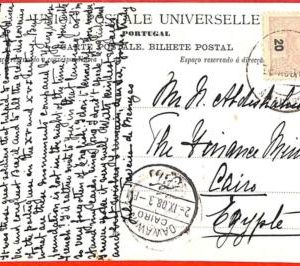 aa1836 - PORTUGAL - Postal History - POSTCARD to EGYPT Cairo 1908