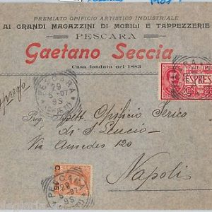 64029 - ITALIA   - STORIA POSTALE: BUSTA PUBBLICITARIA Pescara 1907 - ESPRESSO