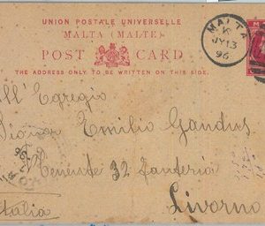 82622  - MALTA - Postal History - Postmark K on STATIONERY CARD to ITALY  1896