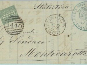 89395 - REGNO - STORIA POSTALE - ANCONA  Annullo NUMERALE su BUSTA: MONTALBODDO