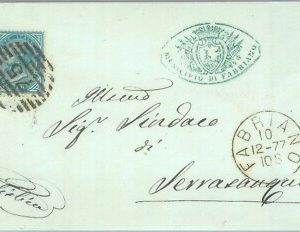 89421 - REGNO - STORIA POSTALE - ANCONA  Annullo NUMERALE su BUSTA:  FABRIANO
