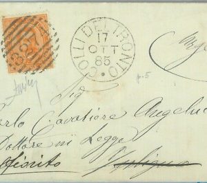 89428 - REGNO - STORIA POSTALE -  Annullo NUMERALE su BUSTA: Colli del Tronto
