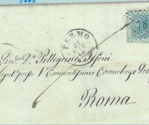 89433 - REGNO - STORIA POSTALE - Annullo NUMERALE su BUSTA:   FERMO 1868