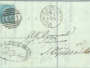 89445 - REGNO - STORIA POSTALE - Annullo NUMERALE su BUSTA: Montegiorgio  FERMO