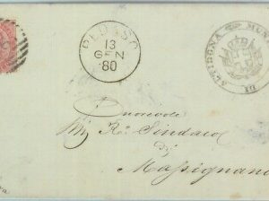 89452 - REGNO - STORIA POSTALE - Annullo NUMERALE su BUSTA:  Pedaso FERMO  1880