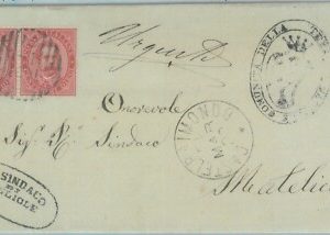 89469 - REGNO - STORIA POSTALE - Annullo NUMERALE su BUSTA: Castelraimondo 1884
