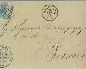 89484 - REGNO - STORIA POSTALE - Annullo NUMERALE su BUSTA - MACERATA 1869