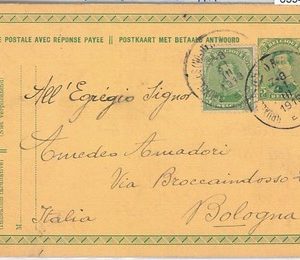 65943 - BELGIUM -   Double POSTAL STATIONERY  CARD to ITALY 1919