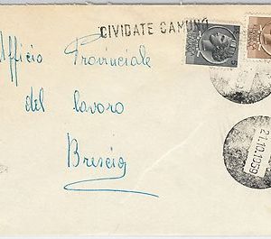 REPUBBLICA - Storia Postale: ANNULLO MUTO EMERGENZA su BUSTA da CIVIDALE CAMUNO