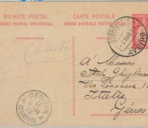 75383 - PORTUGAL - POSTAL HISTORY -  POSTAL STATIONERY  CARD  to ITALY  -- 1914