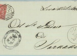 89498 - REGNO - STORIA POSTALE - Annullo NUMERALE su BUSTA: Macerata GUALDO 1882