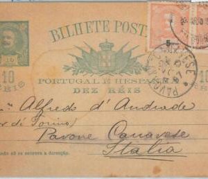 75391 - PORTUGAL - POSTAL HISTORY -  POSTAL STATIONERY  CARD  to ITALY  -- 1897