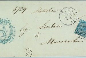 89499 - REGNO - STORIA POSTALE - Annullo NUMERALE su BUSTA: Macerata RECANATI