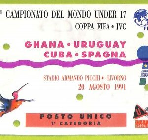 C2678 Vecchio BIGLIETTO PARTITA CALCIO 1991 GHANA URUGUAY CUBA SPAGNA