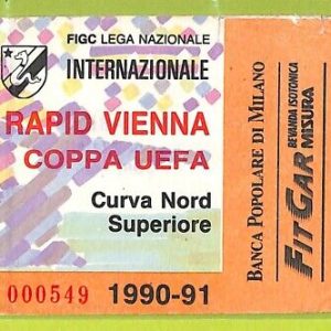 C2679- Vecchio BIGLIETTO PARTITA CALCIO 1990-1991 INTER