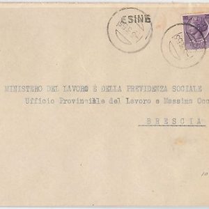REPUBBLICA - Storia Postale: ANNULLO MUTO EMERGENZA su BUSTA da  ESINE 1955
