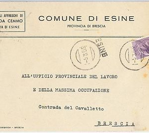 REPUBBLICA - Storia Postale: ANNULLO MUTO EMERGENZA su  BUSTA da  ESINE 1955