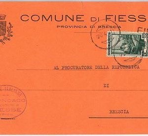 REPUBBLICA - Storia Postale: ANNULLO MUTO EMERGENZA su BUSTA da  FIESSE 1951