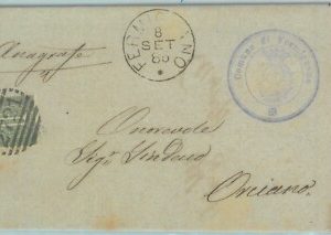 89517 - REGNO - STORIA POSTALE - Annullo NUMERALE su BUSTA - Fermignano PESARO