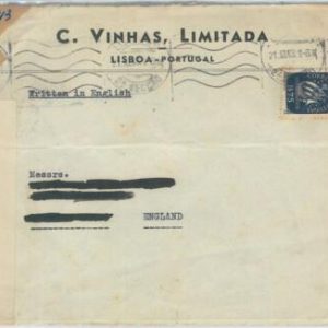 75419  - PORTUGAL - Postal History - CENSORED COVER  to  ENGLAND  1943