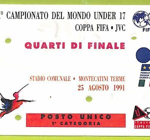 C2687- Vecchio BIGLIETTO PARTITA CALCIO 1991 BRASILE VS GHANA