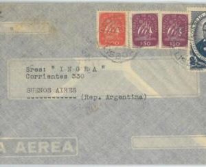 75422  - PORTUGAL - Postal History - CENSORED COVER  to ARGENTINA  1941