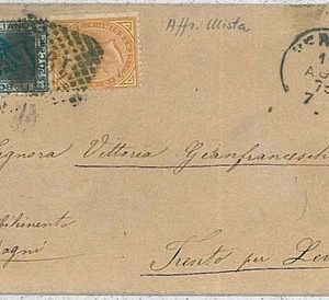 ITALIA REGNO:  storia postale - Sass 17 + 26 su busta - AFFRANCATURA MISTA 1875