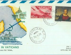 82896 - ITALIA storia postale - Volo PAPALE : Cagliari - Vaticano  1970