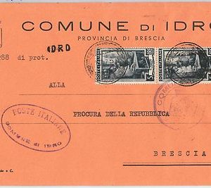 REPUBBLICA - Storia Postale: ANNULLO MUTO EMERGENZA su BUSTA da  IDRO 1951