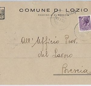 REPUBBLICA - Storia Postale: ANNULLO MUTO EMERGENZA su BUSTA da  LOZIO 1957
