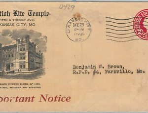 61704 - USA  - POSTAL HISTORY: Private  print  STATIONERY COVER 1918: MASONIC
