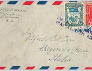 62265 - EL SALVADOR - POSTAL HISTORY: TRANSATLANTIC AIRMAIL COVER to ITALY 1950