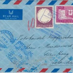 62267 - VENEZUELA - POSTAL HISTORY - COVER to HOLLAND 1959 - Taxed on ARRIVAL