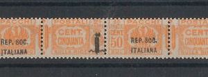 55537  - RSI - Varietà  PACCHI POSTALI : Sass 40 + 40a/40c coppia ** - RARISSIMO