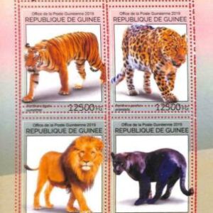 A5010- GUINEA - ERROR - MISPERF sellos Hoja 2019 FELINS