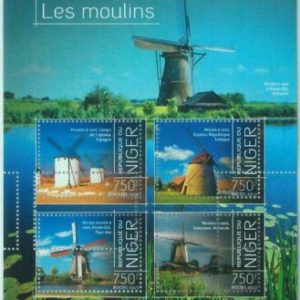 M1519 - NIGER, FEHLER, 2013 MISSPERF BLATT: Windmühlen, Spanien, Niederlande