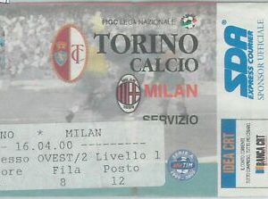 C0061  - Vecchio  BIGLIETTO PARTITA CALCIO - 1999 / 2000 : TORINO  / MILAN