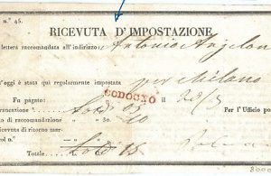 72884 - REGNO - STORIA POSTALE : RICEVUTA D'IMPOSTAZIONE da CODOGNO lineare 1859