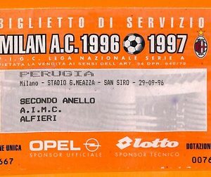 C0682 - Vecchio BIGLIETTO PARTITA CALCIO - MILAN VS PERUGIA