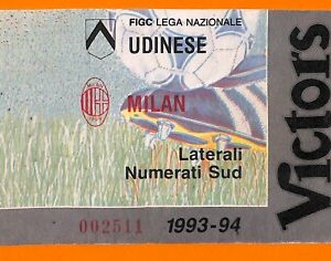 C0684 - Vecchio BIGLIETTO PARTITA CALCIO - UDINESE VS MILAN