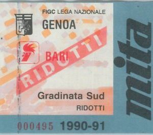 C0033 - Vecchio  BIGLIETTO PARTITA CALCIO - 1990 / 1991 : GENOA - BARI