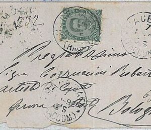ITALIA REGNO:  Storia Postale - Sassone 46 su busta RACCOMANDATA 1892