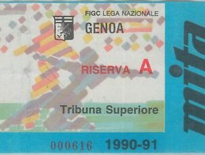 C0053  - Vecchio  BIGLIETTO PARTITA CALCIO - 1990 / 1991 : GENOA  Riserva A