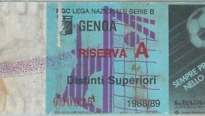 C0093  - Vecchio  BIGLIETTO PARTITA CALCIO - 1988 / 1989 : GENOA  Riserva A